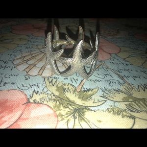 Silver starfish bangle bracelet